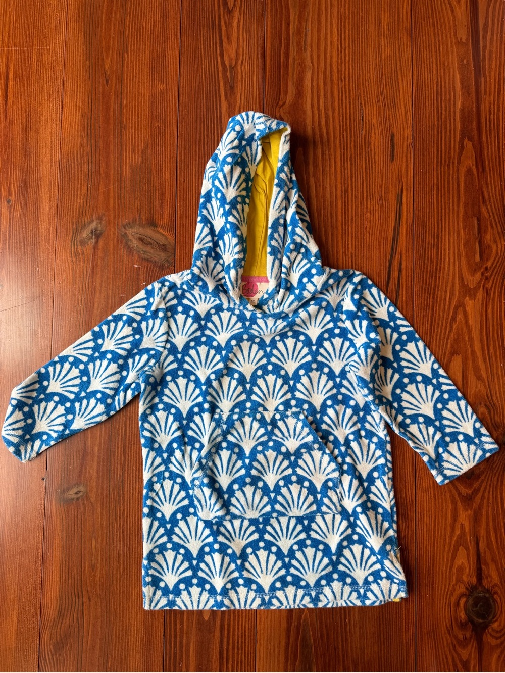Mini Boden Blue and White Hooded Terry Cloth Towel Swim Coverup
